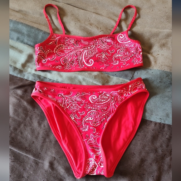 Other - Vintage red bandana bandeau high waisted bikini